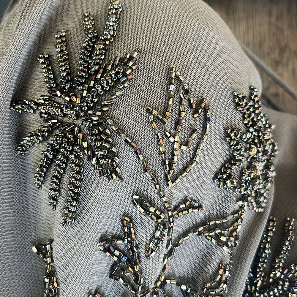 SUE WONG Vintage Nocturne Beaded Gown and scarf wrap - Picture 16 of 17